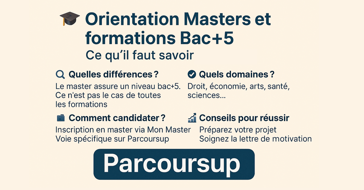 Masters et Bac+5 sur Parcoursup 2025 : Formations, critères et conseils
